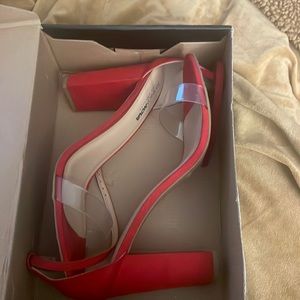 Red and clear strap heels size 11